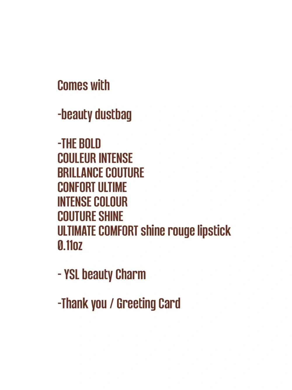 YSL Beauté Gift Set Bundle Rouge Pur Couture The Bold Lipstick & Gift Bag